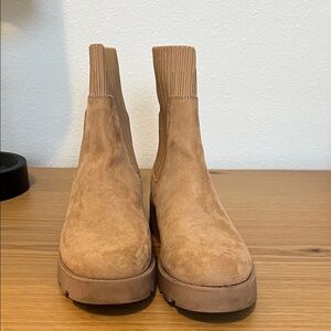 Old Navy Tan Suede Chelsea Ankle Boots